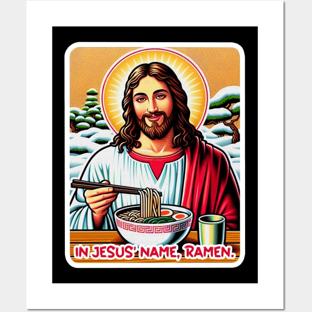 In Jesus Name Ramen Japanese Garden White Christmas Wall Art by Plushism